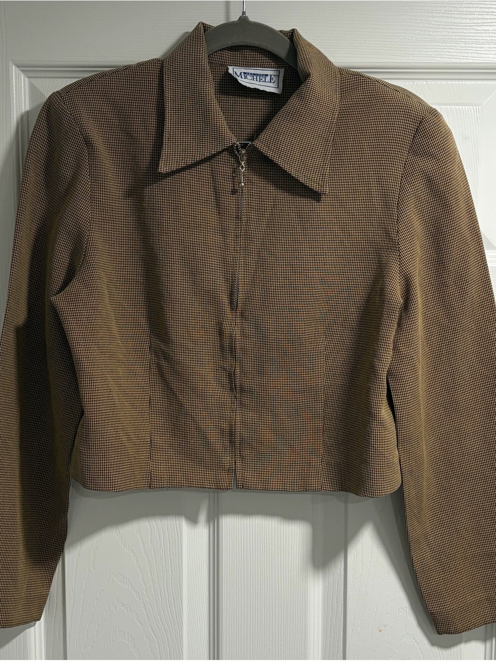 Michele Brown Cropped Zip Front Jacket
